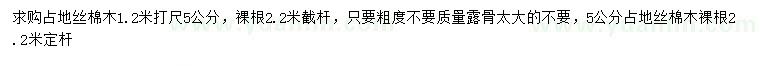 求購1.2米量5公分絲棉木