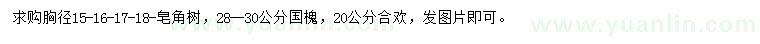 求購皂角、國槐、合歡