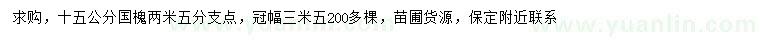 求購15公分國槐
