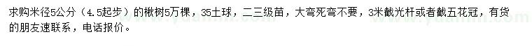 求購米徑4.5起步5公分楸樹