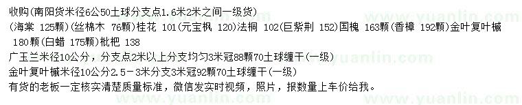 求購(gòu)海棠、絲棉木、元寶楓等