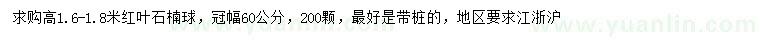 求購冠幅60公分紅葉石楠球