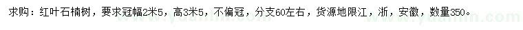 求購(gòu)冠幅2.5米紅葉石楠