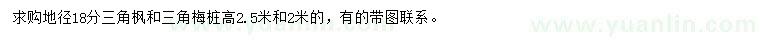 求購地徑18公分三角楓、高2、2.5米三角梅樁