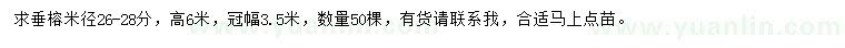 求購米徑26-28公分垂榕