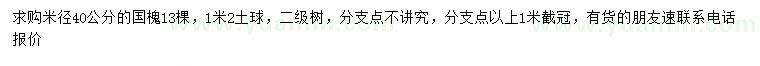 求購米徑40公分國槐