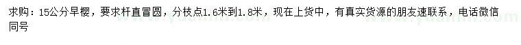求購15公分早櫻