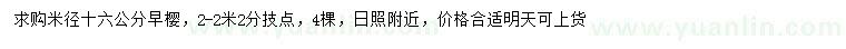 求購米徑16公分早櫻