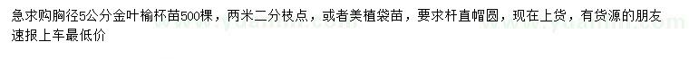求購(gòu)胸徑5公分金葉榆