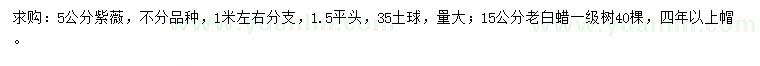 求購5公分紫薇、15公分老白蠟