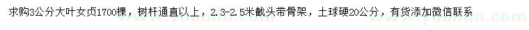 求購(gòu)3公分大葉女貞