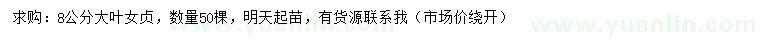 求購8公分大葉女貞
