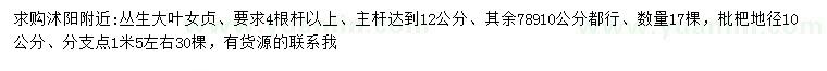 求購(gòu)4桿以上叢生大葉女貞、地徑10公分枇杷