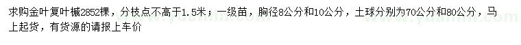 求購胸徑8、10公分金葉復(fù)葉槭