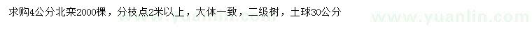 求購4公分北欒
