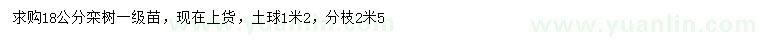 求購18公分欒樹