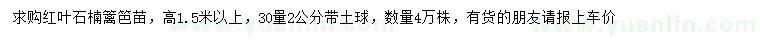 求購(gòu)高1.5米以上紅葉石楠