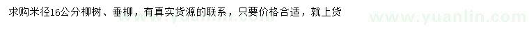 求購(gòu)米徑16公分柳樹、垂柳