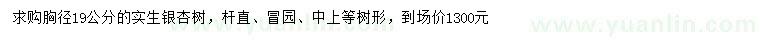 求購胸徑19公分銀杏