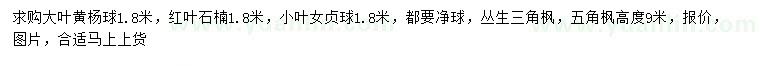 求購大葉黃楊球、紅葉石楠、小葉女貞球等