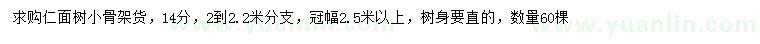 求購14公分仁面樹