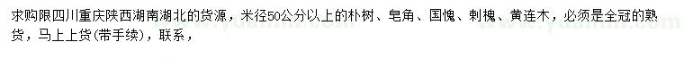 求購(gòu)樸樹(shù)、皂角、國(guó)槐等 