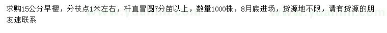 求購15公分早櫻