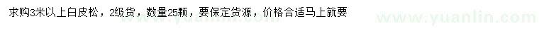 求購3米以上白皮松