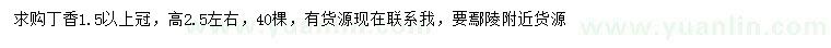 求購(gòu)冠幅1.5米以上丁香