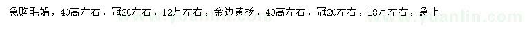 求購高40公分左右毛鵑、金邊黃楊