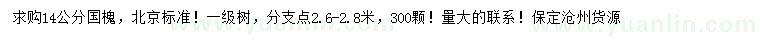 求購(gòu)14公分國(guó)槐