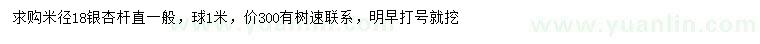 求購米徑18公分銀杏