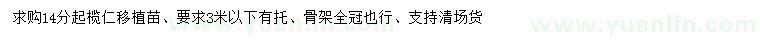 求購(gòu)14公分以上欖仁