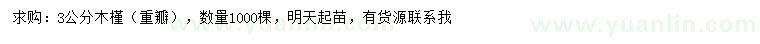 求購3公分木槿（重瓣）