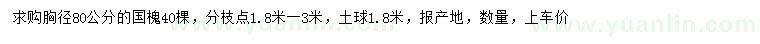 求購胸徑80公分國槐