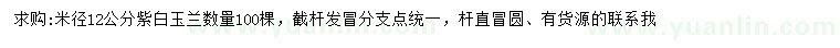 求購米徑12公分紫玉蘭、白玉蘭