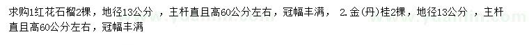 求購紅花石榴、金桂、丹桂