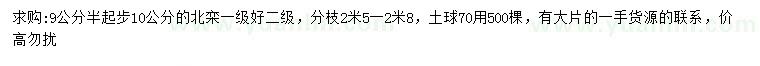 求購9.5公分以上北欒