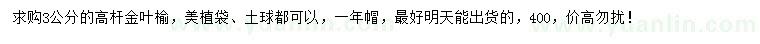求購3公分高桿金葉榆