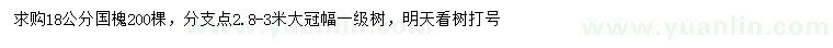 求購18公分國槐