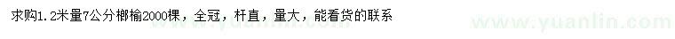 求購1.2米量7公分榔榆