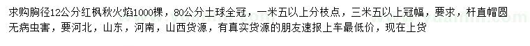 求購(gòu)胸徑12公分紅楓秋火焰