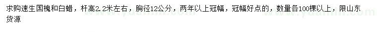 求購胸徑12公分速生國槐、白蠟