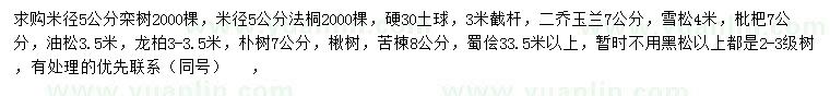 求購欒樹、法桐、二喬玉蘭等
