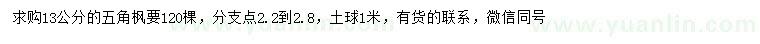 求購13公分五角楓