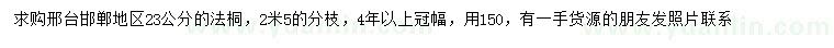 求購23公分法桐