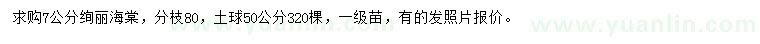 求購(gòu)7公分絢麗海棠