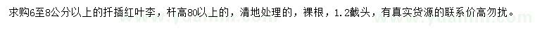 求購6-8公分以上紅葉李