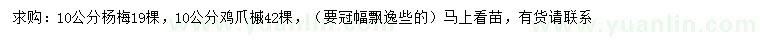 求購(gòu)10公分楊梅、雞爪槭