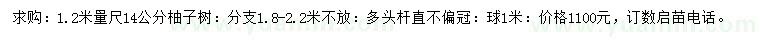 求購(gòu)胸徑14公分柚子樹
